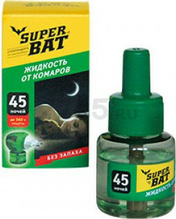 Жидкость от комаров для электрофумигатора SUPERBAT 45 ночей 30 мл (01-011)